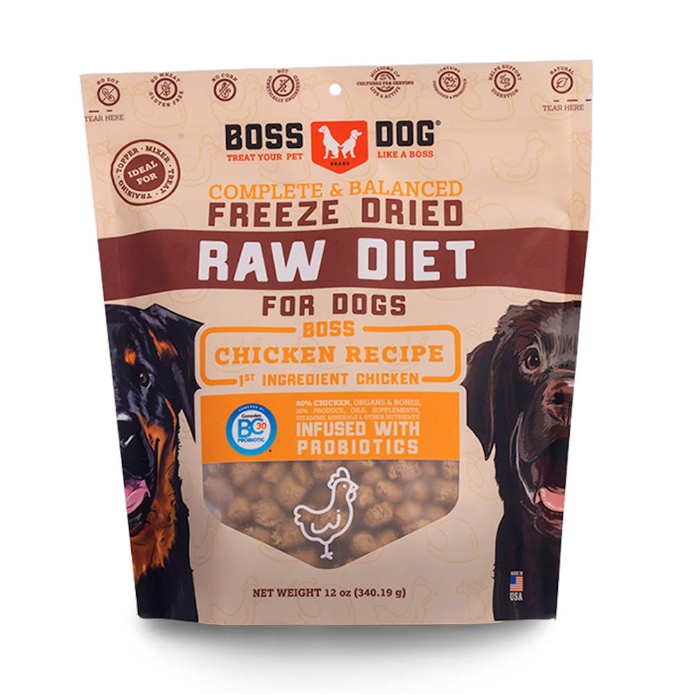 'BUNDLE DEAL w FREE FD TREATS': Boss Dog Chicken Grain-Free Freeze-Dried Raw Dog Food 12oz