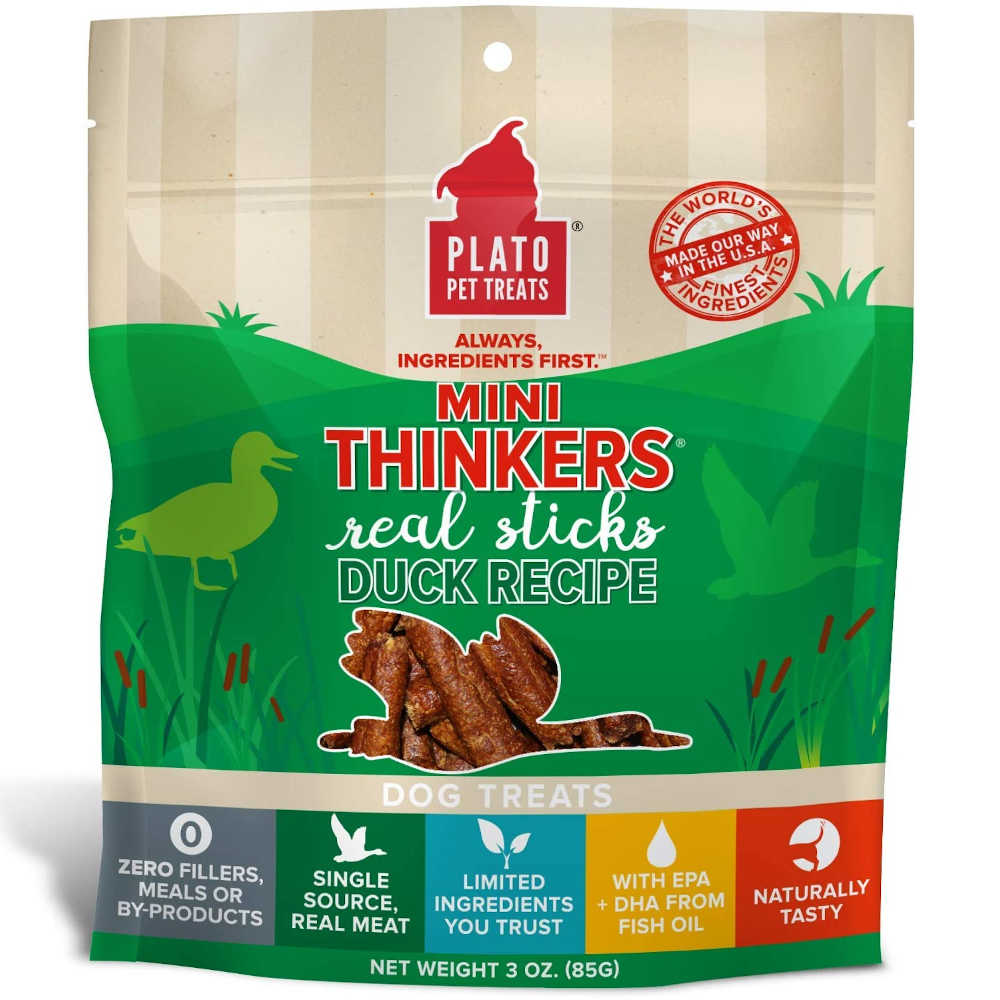 Plato Mini Thinkers Duck Sticks Dog Treats 3oz