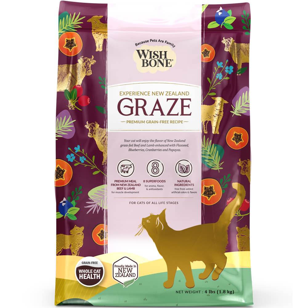 "Wishbone Graze Beef, Lamb & Chicken Grain-Free Dry Cat Food 4lb"