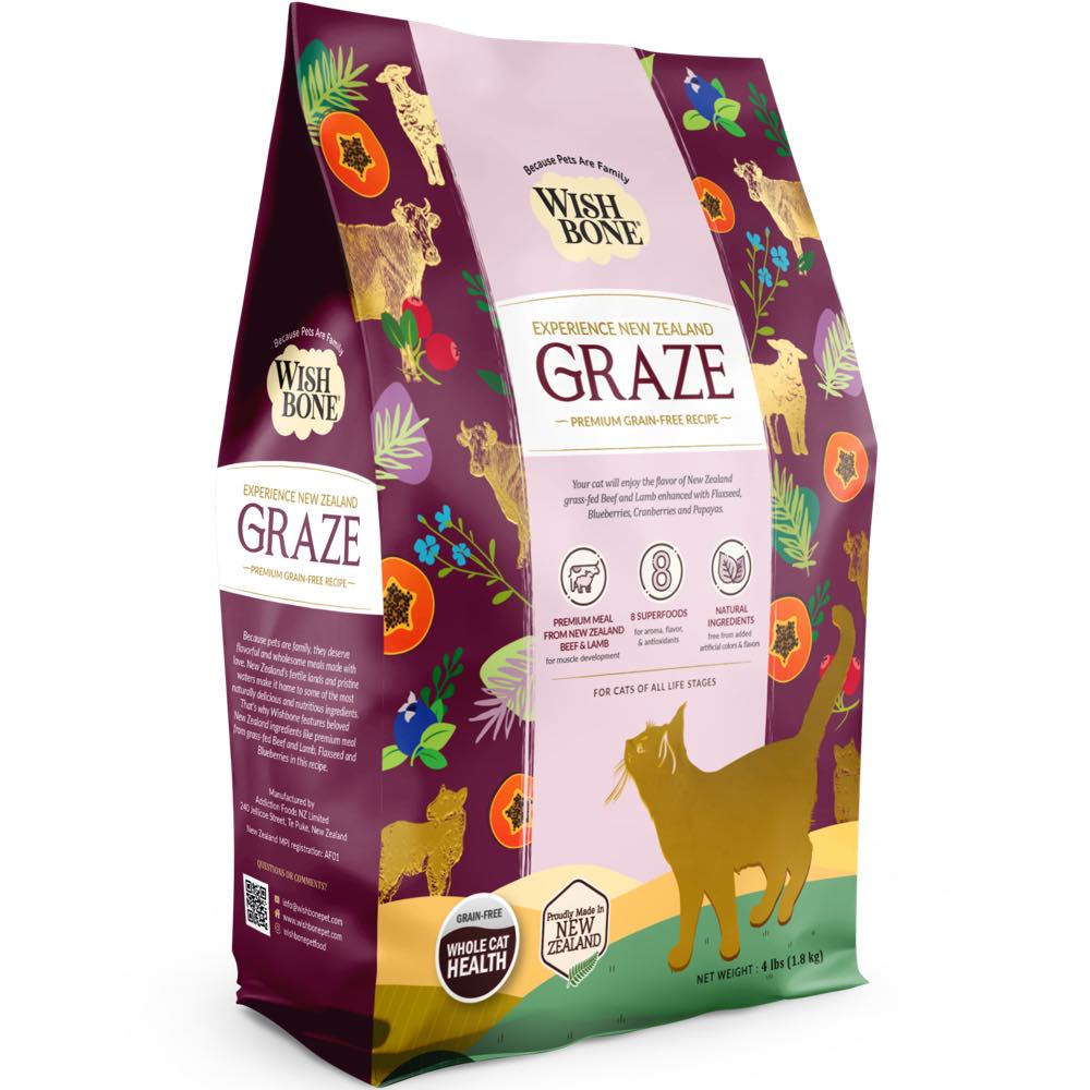 "Wishbone Graze Beef, Lamb & Chicken Grain-Free Dry Cat Food 4lb"
