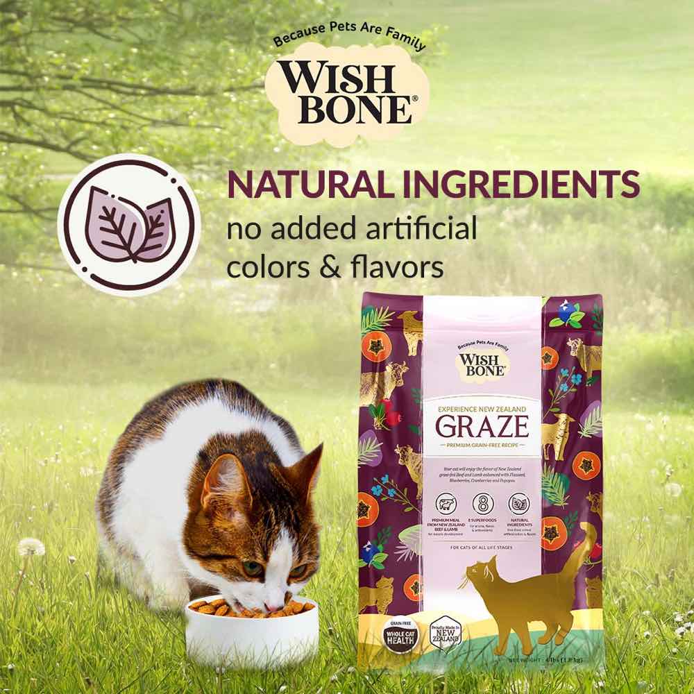"Wishbone Graze Beef, Lamb & Chicken Grain-Free Dry Cat Food 4lb"